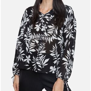 Tucker Bohemian Blouse Moonlight Safari in Double Georgette Silk Floral Leaf